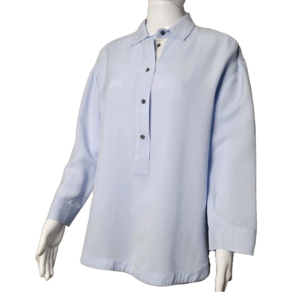 J.Crew Women Light Blue 3/4 Sleeve Button-Down Shirt XS